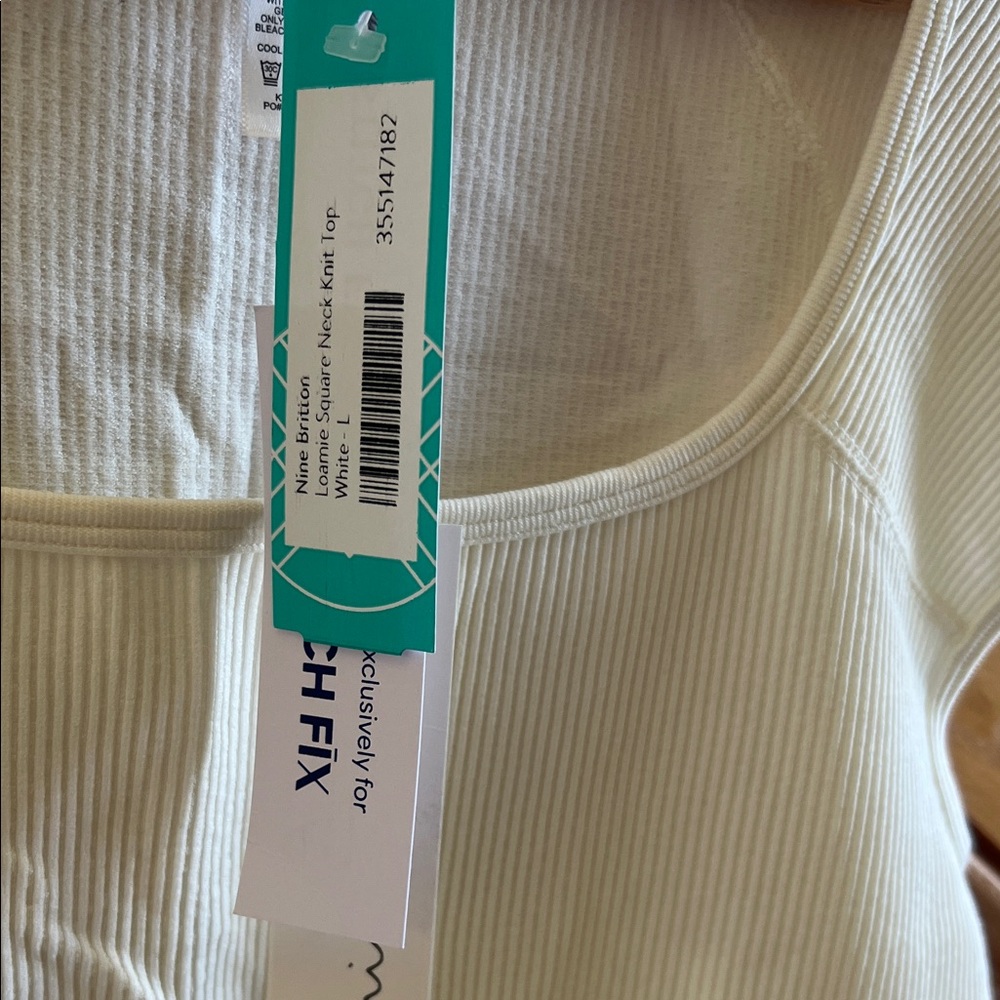 nine britton White Ribbed Women's Top SizeLarge New With Tags - Picture 7 of 9